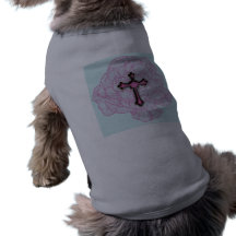 Trendy Pink and White Floral Cross Dog T-shirt