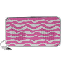 Trendy Pink and White Zebra Striped Pattern Mini Speakers
