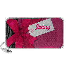 Trendy Pink bow on black and pink leather Speaker System