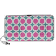 Trendy Pink Circles and Teal Blue Pattern Notebook Speakers