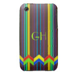 Trendy stripes, zigzag, monogram Case-Mate iPhone 3 case