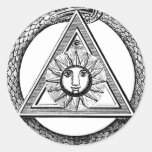 Triangle Freemason Snake Round Stickers