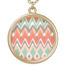 Tribal aztec chevron zig zag stripes ikat pattern pendant