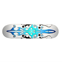 Tribal Mayan God Tattoo - blue Skate Boards