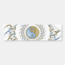 Tribal Sand & Water Yin Yang Bumper Stickers