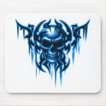 tribal skull-blue mouse pad