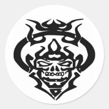 Tribal Skull Tattoo Round Sticker