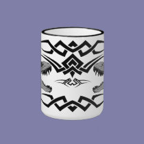 Tribal T-Rex Skulls black mugs