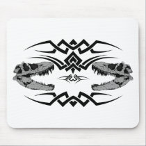 Tribal T-Rex Skulls black mousepads
