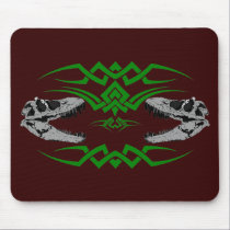 Tribal T-Rex Skulls green mousepads