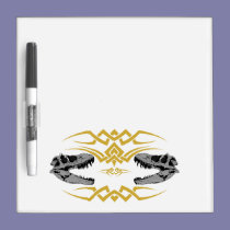 Tribal T-Rex Skulls yellow dry erase boards