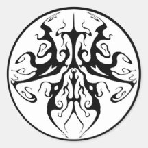 Tribal Tattoo Surreal Butterfly Round Stickers