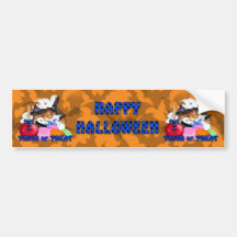 Trick or Treat Ghost & Pumpkins Bumper Stickers