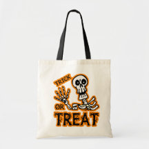 TRICK OR TREAT SKELETON TOTE BAGS