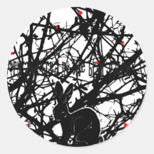 Trickster Rabbit in Briar Patch Round Stickers