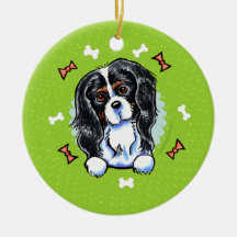 Tricolor Cavalier CKCS Christmas Wreath Christmas Tree Ornament