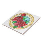 Trio of Tea Roses Stained Glass Tile