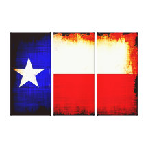 Triptych Texas Flag Stretched Canvas Prints