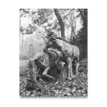 Tritons grooming two horses of the sun in postcards