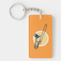 Trombone Rectangular Acrylic Key Chain