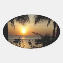 Tropical Beach Paradise Oval Stickers