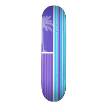 Tropical Blue & Purple Stripes; Striped Skate Board