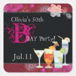 Tropical Cocktails Birthday Party Favours Sticker