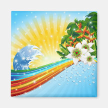 Tropical Exotic Summer Holidays Refrigerator Magnets