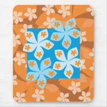 Tropical Floral Pattern. Blue and Orange. Mousemats