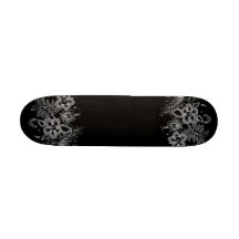 Tropical Flowers Pattern Grey & Black Skate Decks