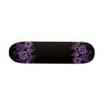 Tropical Flowers Pattern Purple & Black Skateboard Deck