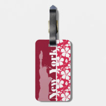 Tropical Fuschia Hibiscus; Statue of Liberty Tags For Bags