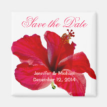 Tropical Hibiscus Wedding Save the Date Refrigerator Magnets