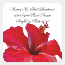 Tropical Hibiscus Weedding address labels Stickers