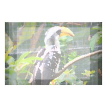 tropical hornbill bird abstract painting stationery