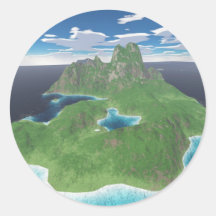 Tropical Island Round Sticker