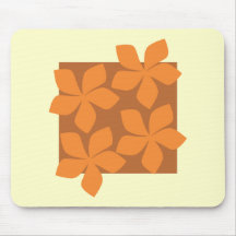 Tropical orange flowers on cream. mouse pads