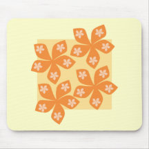 Tropical orange flowers on cream. Pretty. Mouse Pad