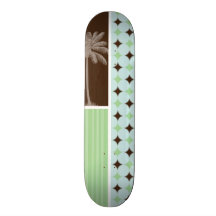 Tropical Palm; Sage Green & Brown Skateboard Decks
