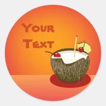 Tropical Party Coconut Drink Sticker