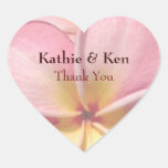 Tropical Plumeria Flower Thank You Heart Stickers