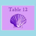 Tropical Purple Sea Shell  Reception Table Numbers postcards