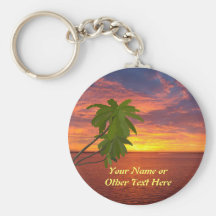 Tropical Sunset Personalised Keychain