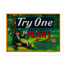 Try One Pear Crate Label Postcard