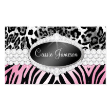 TT-Diamond Bliss Emblem Zebra Leopard  Photo Card Business Cards