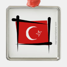 Turkey Brush Flag Christmas Tree Ornament
