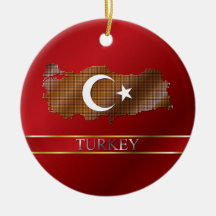 Turkey Pixel Map and Turkish Flag Ornament