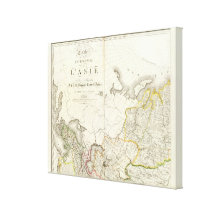 Turkey, Russia and Asia Engraved Map Stretched Canvas Print