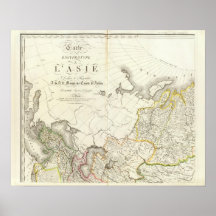 Turkey, Russia and Asia Engraved Map Poster