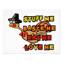 Turkey, stuff me, baste me, eat me, thanksgiving personalized announcement